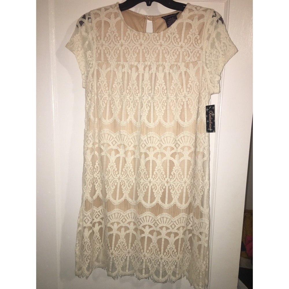 Cream Lace Shift Dress